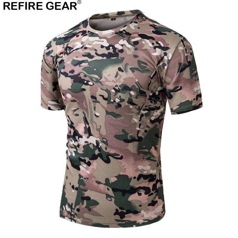 Refire gear уличная камуфляжная футболка мужская с коротким рукавом Футболка с круглым вырезом дышащая быстросохнущая охотничья ACU походная футболка для кемпинга