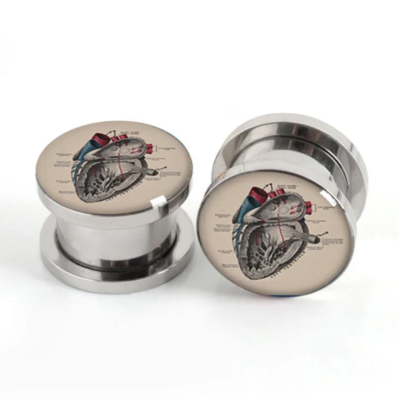Buy Pair of Vintage Heart plug gauges stainless steel