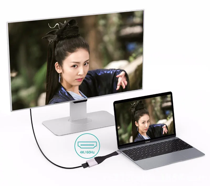 4K Type C to HDMI Adapter HD Video Converter Screen Mirroring Cable for