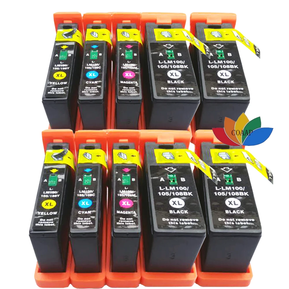 

10 Pk 100 XL Black & Color Ink Cartridge for Compatible Lexmark 100 Platinum Pro902 Pro903 Pro904 Pro905 Printer