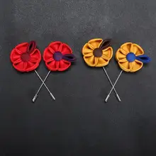 На заказ Свадебная вечеринка пользу синяя лента цветок шпильки Модные женские мужские нагрудные Броши LX4804