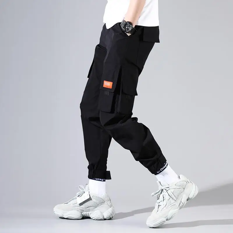 Hip Hip Cargo Pants Men Ankle Length Pants Men s Joggers Streetwear Solid Color 2019 Spring 2
