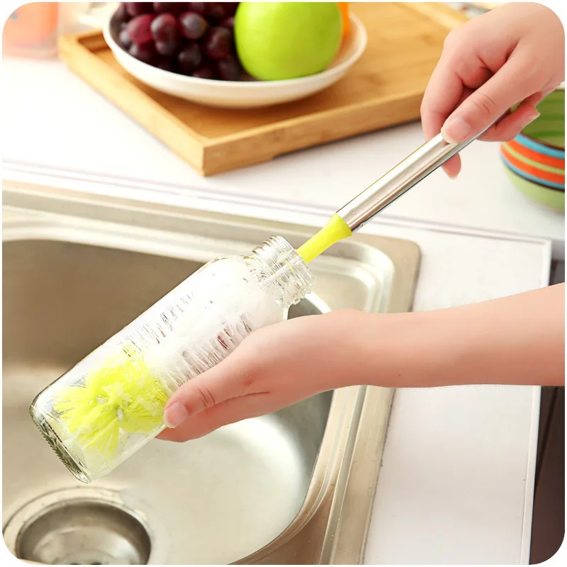 Stainless Steel Bottle Brush Cleaning Tube Cup Nylon Cleaning Hair
