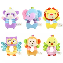 Buy INT'G Soft Kids Baby Infant Rattles Plush Stuffed Animals Soothing Educational Circle Bell Newborn Toys 0 12 Months Jouets Bebe Free Shipping
