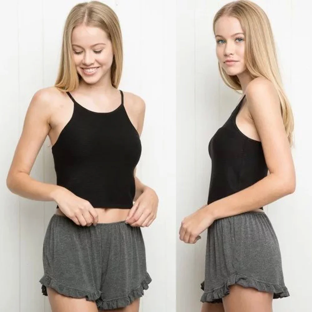 Ruffle Booty Shorts Women Summer High Waisted Boardshorts Yoga Beach Sexy Workout Mini Short Casual Pajamas Feminino Mujer