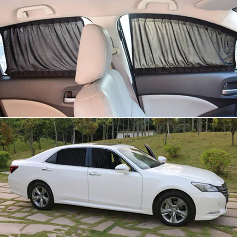 2pcs/set Car Curtains With Elastic Cord Auto Window Sun Visor