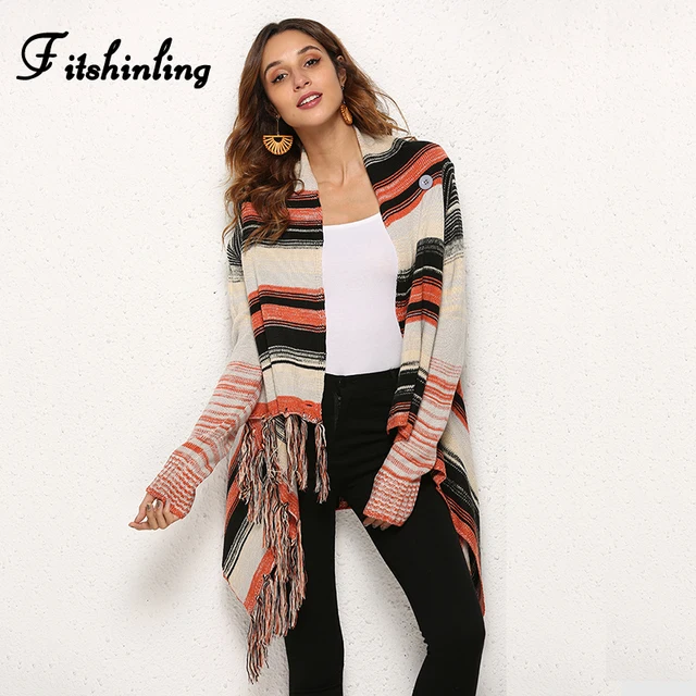 US $20.64 Fitshinling Irregular fringe vintage sweaters cardigans for women winter fashion 2018 jacket female
