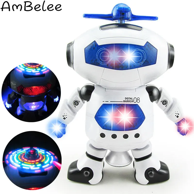 Ambelee Электрический робот игрушки для детей Танцы светящиеся робот Красный W музыка Вращения Электрический игрушки подарки для детей