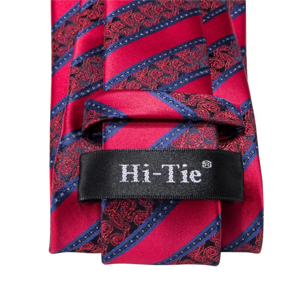 C-3133 Hi-Tie роскошный Шелковый мужской модный красный полосатый галстук носовой платок Набор Запонок Мужской Спортивные солнцезащитныt очки для мужчин набор 8,5 см