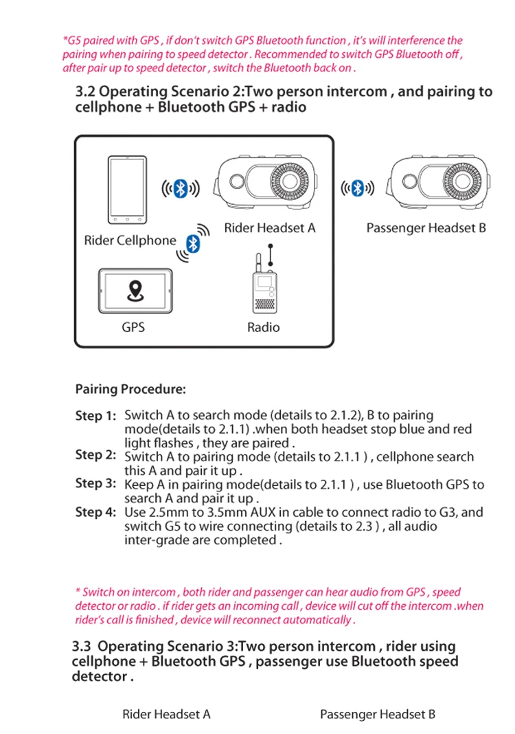 AiRide G5 500m 4 Riders Group Intercom HD 1080P Video Recorder Camera Motorcycle Bluetooth Intercom Helmet Headset