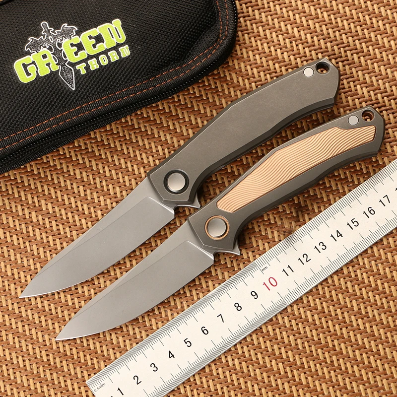 Green thorn poker Limited Edition D2 blade titanium alloy handle camping outdoor survival pocket knife practical knife EDC tool