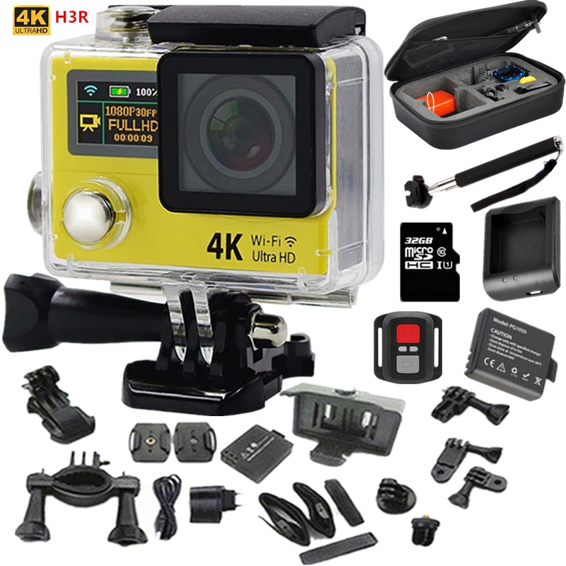 Original action camera H3R Ultra HD 4k 2.0"+0.95"Screen sport Camera Waterproof 30m 170D Lens go pro Style action cam video cam