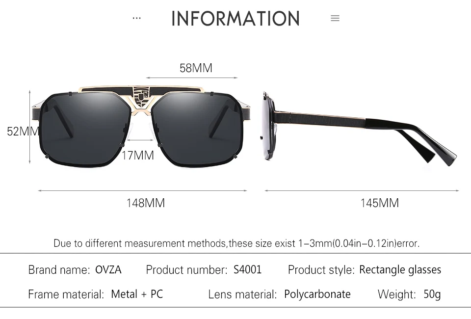 OVZA крутые прямоугольные Солнцезащитные очки Мужские Винтажные Солнцезащитные очки мужские светоотражающие очки модные летние фирменные дизайнерские S4001