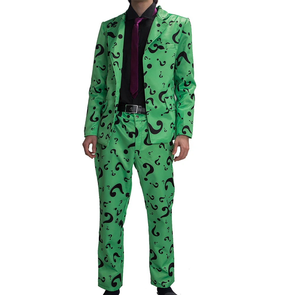 Coslive Riddler Costume Batman Cosplay Question Mark Adult DC Comics Riddler Cosplay Outfit Shirt V