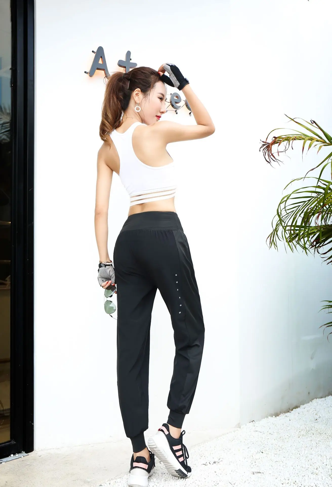Женские свободные повседневные брюки для йоги, тренировочные быстросохнущие спортивны фитнес штаны