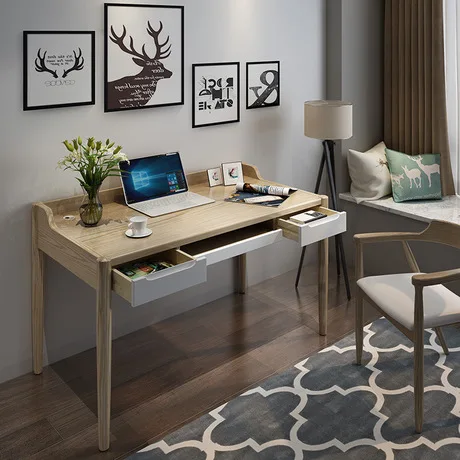 

Computer Desk Office home Furniture solid wood study table notebook desk soporte notebook ordenar cajones minimalist140*50*82cm