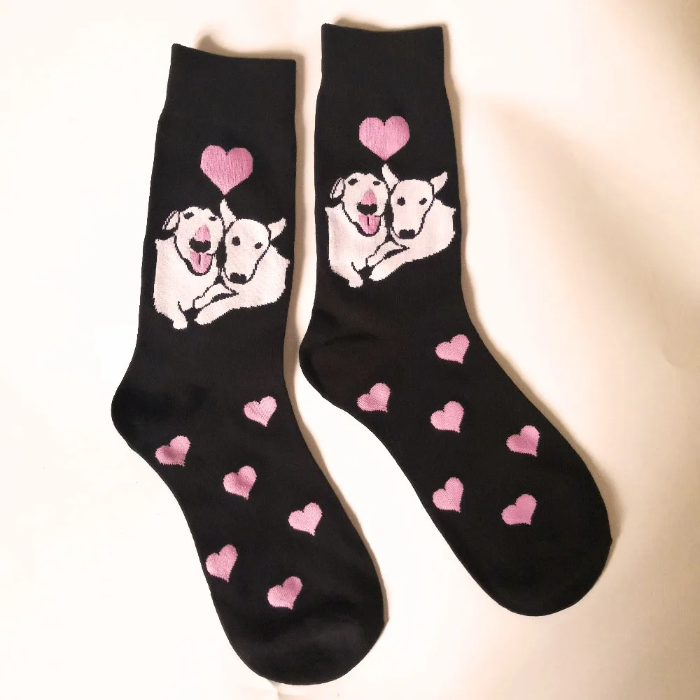 Носки с сердцем bull terrier новинка подарок на день Святого Валентина I love you для