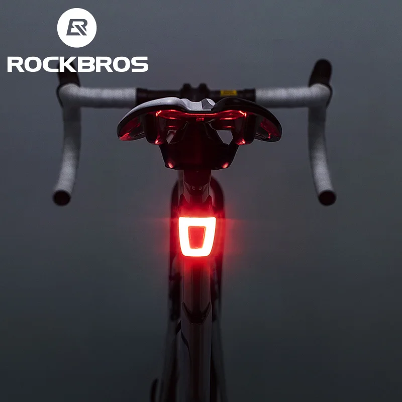 ROCKBROS الدراجة ضوء للماء الدراجات خوذة الضوء الخلفي فانوس ل دراجة LED USB قابلة للشحن السلامة ليلة ركوب ضوء خلفي
