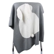 Детское вязаное одеяло пеленание новорожденных детская коляска кондиционера Одеяло милый кролик дизайн игровой коврик розовый серый