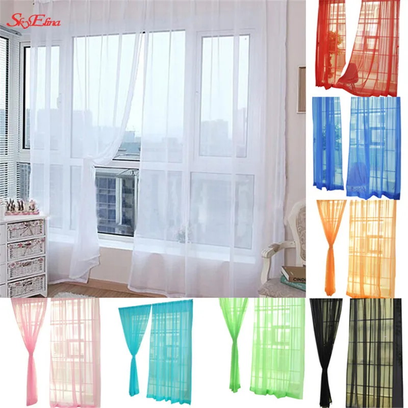 

New Summer Voile Curtain 200x100cm 1PC Fashion Window Curtain Tulle Window Treatment Voile Drape Valance 5ZMM267