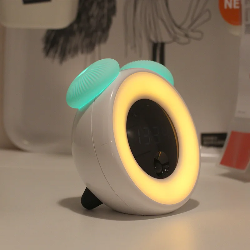  Led Night Desk Light USB Charging Bed Room Motion Sensor Table Lamp With Time Alarm Clock For Child