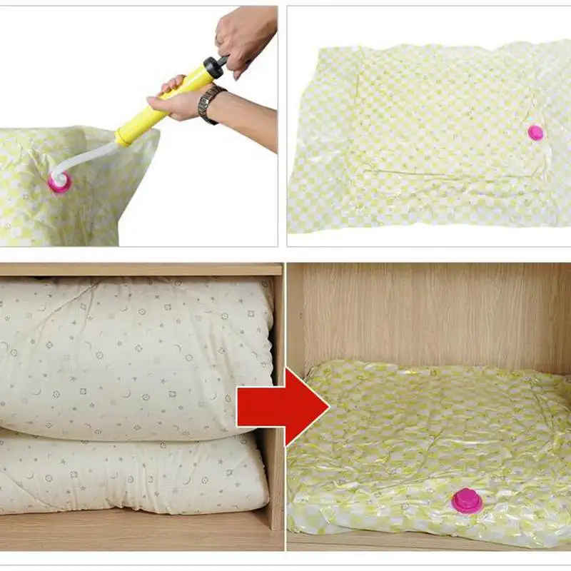 Hot Vacuum Bag Storage Organizer Transparent Border Foldable Extra Large Seal Compressed travel Saving Space Bags organizador | Дом и сад