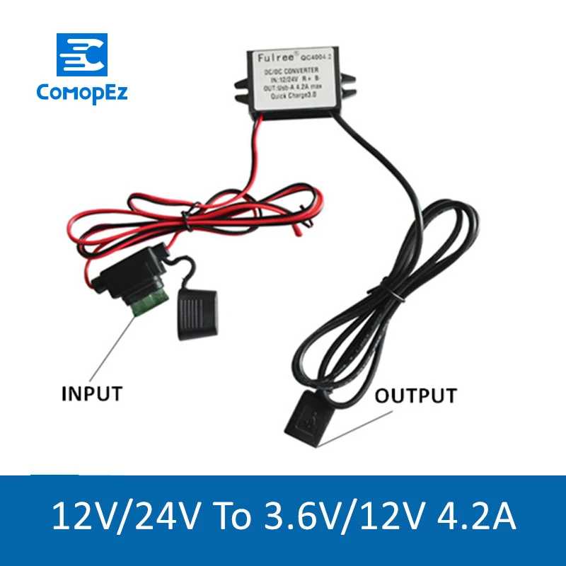 Usb DC Power Converter DC/DC Step down 12V 24V to 3.7 12V Waterproof