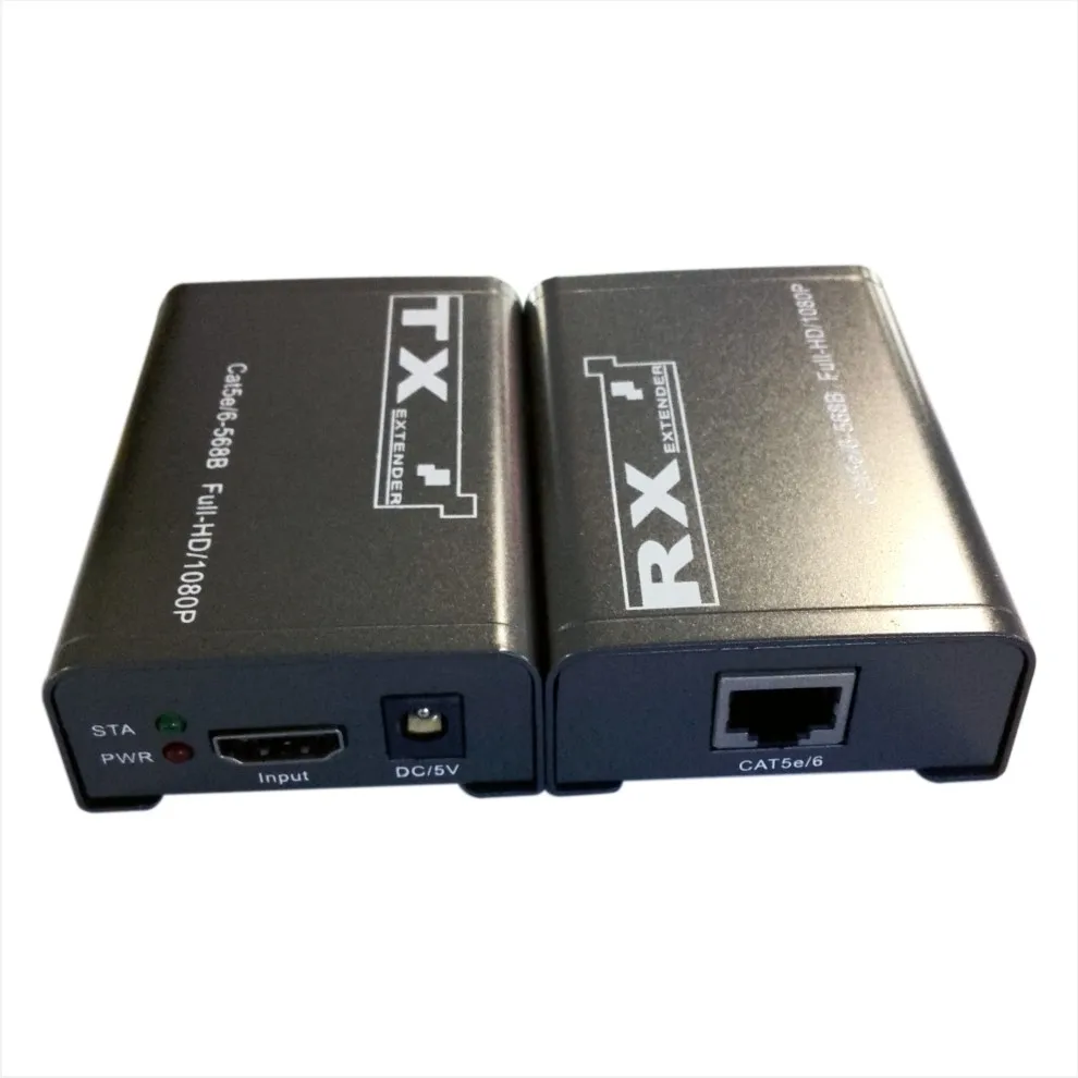  60m HD 1080P HDMI Extender 1x1 Splitter HDMI sender&receiver with Cat6 RJ45 ethernet cable support 