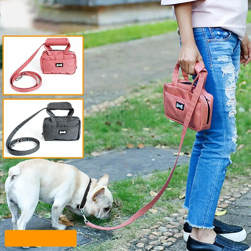 

None Multifuntional Pet Traction Belt with Fashion Bag Storage Container for Walking Dog