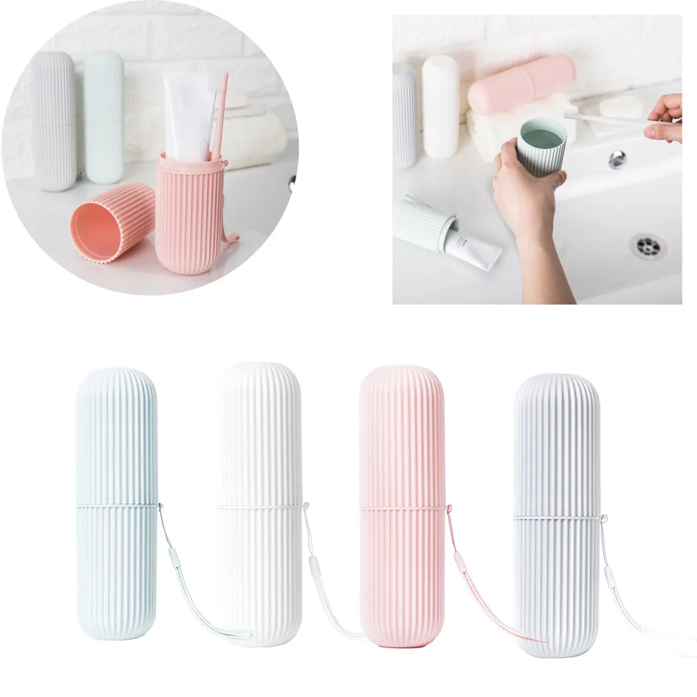 

Bathroom Tumblers Portable Toothbrush Holder Protect Cover Case Travel Hiking Camping Brush Box Plastic Cup