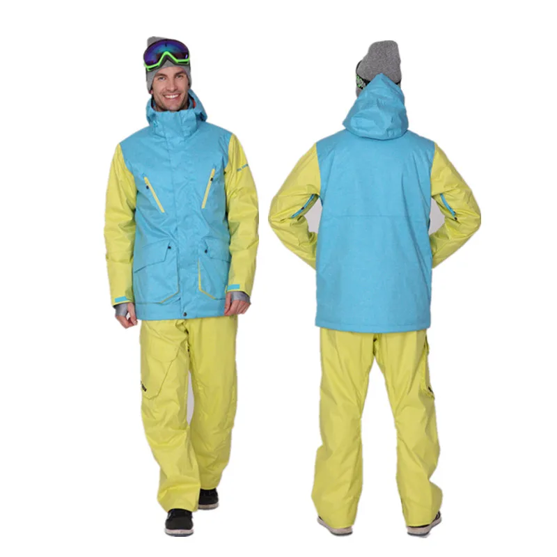Gsou nieve juego de esquí para los hombres traje chaqueta de snowboard y Pantalones caliente wateproof invierno ropa esqui hombre Veste ski homme