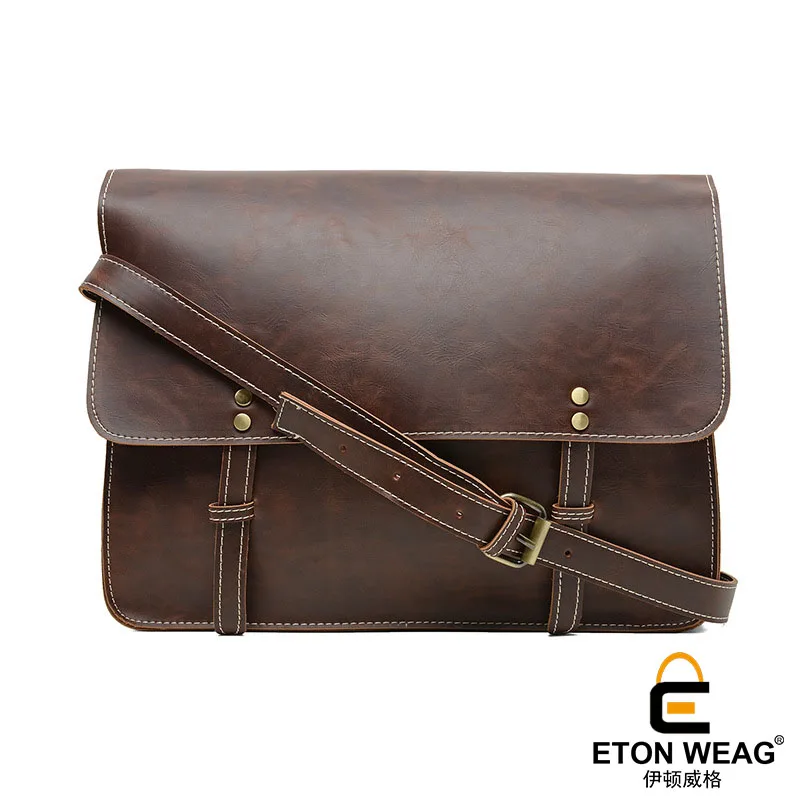 ETONWEAG New 2017 women brands Italian leather brown document shoulder bag cover fashion messenger bags preppy