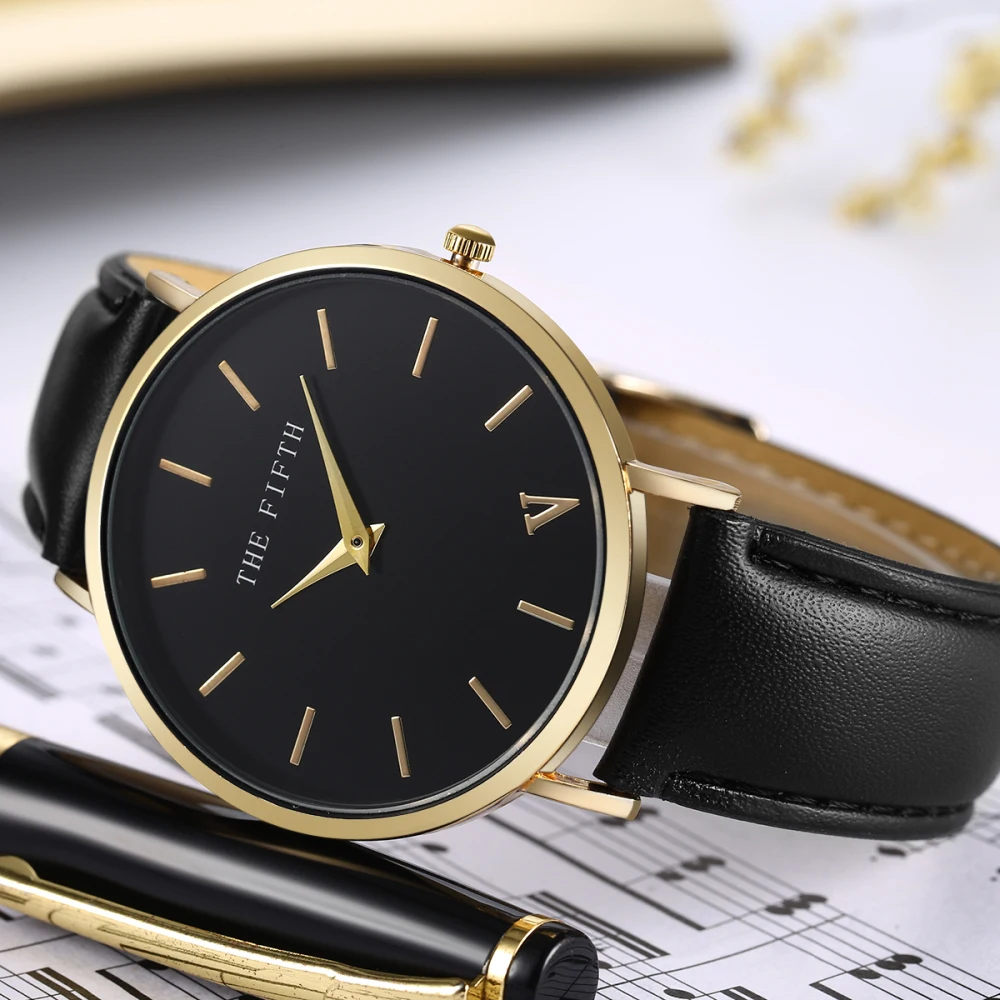 

2018 THE FIFTH Casual Luxury Brand Leather Quartz Women Watch Leather Women Watches Lovers Unisex Casual Ladies Wrist Watch