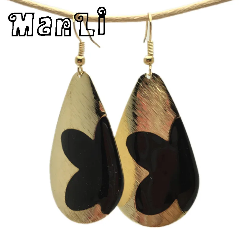 Gold Silver Ear Accessory Water Drop Shape Earrings Dangle Multicolor Women's Fashion Alloy Oil Earring 6Pcs/Lot EAR-059A | Украшения и
