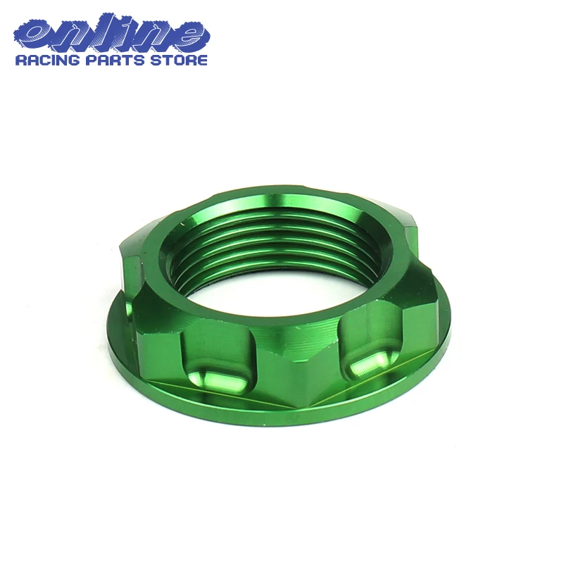 Зеленая CNC Заготовка рулевого стержня гайка для KX125 KX250 KX250F KX450F KLX450R Мотокросс