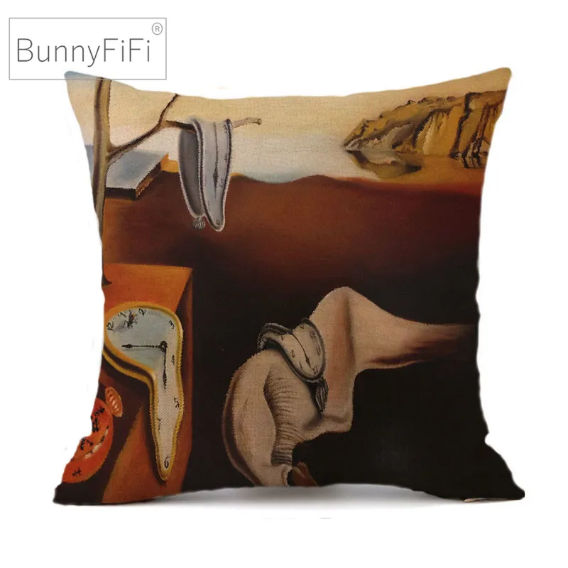 سلفادور دالي سريالية الفن وسادة مزينة من الكتان والقطن غطاء 45x45 سنتيمتر كيس وسادة ل أريكة كرسي ديكور المنزل Almofada