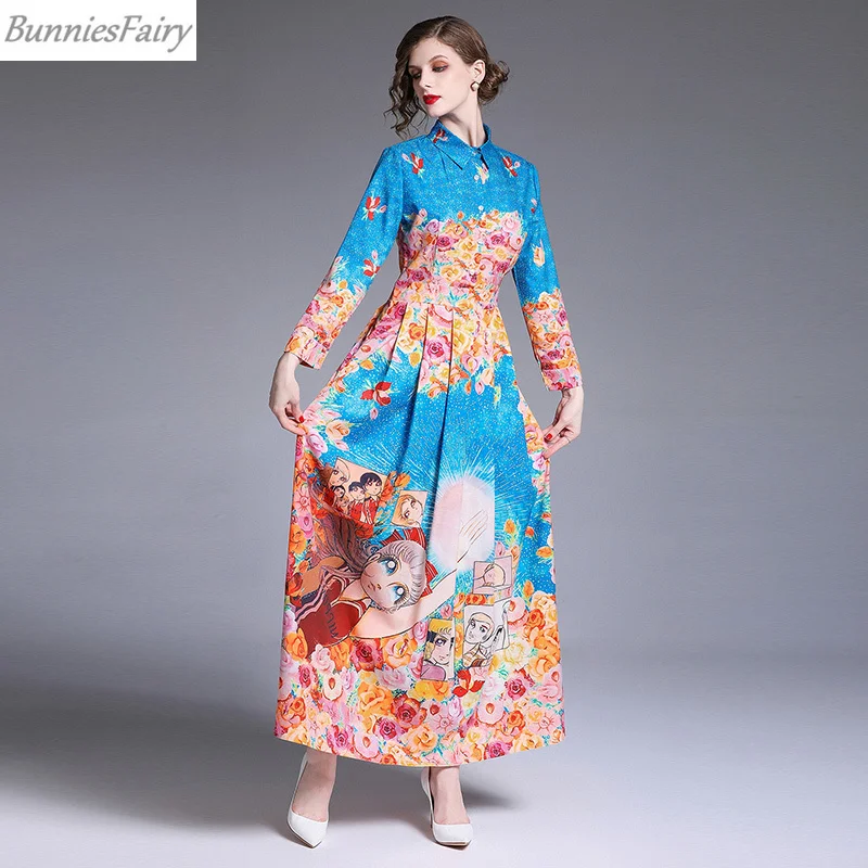 BunniesFairy 2019 лето осень женское элегантное винтажное ретро платье с героями