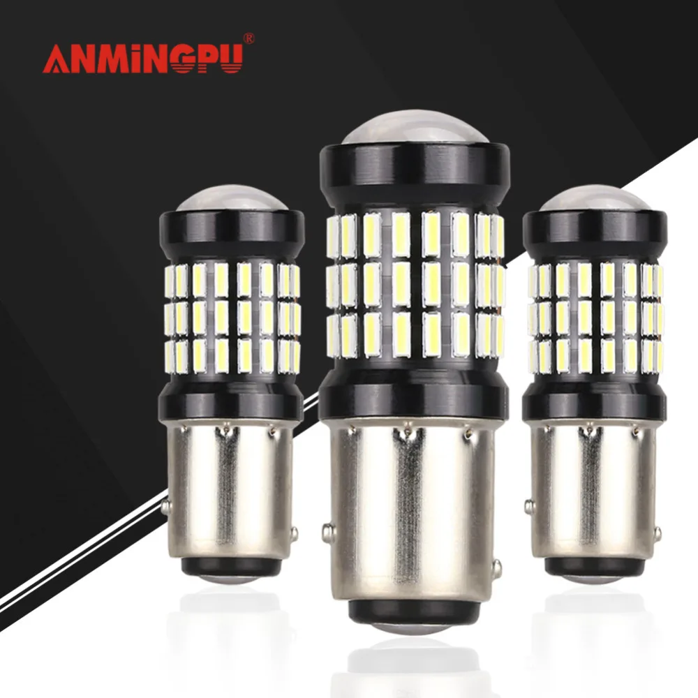 

ANMINGPU 2x High Power Signal Lamp 1157 BAY15D Led Bulbs Canbus 60SMD 4014 P21/5W LED Car Light Tail Signal Stop Brake Light Red