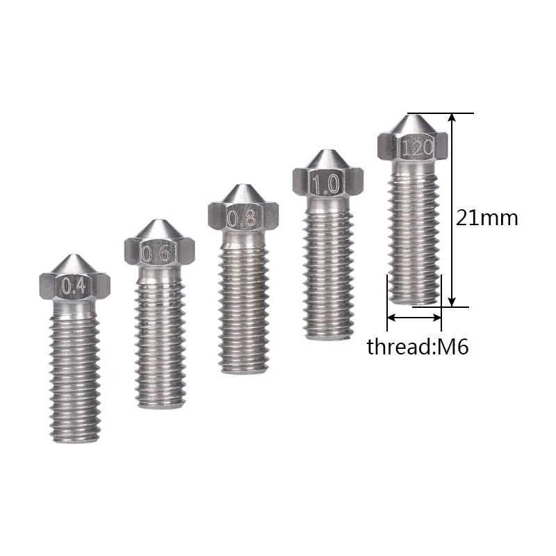 

3D Printer parts Volcano stainless steel nozzle M6 Nozzle All Metal 0.4mm/0.6mm/0.8mm/1.0/1.2mm for 1.75mm/3.0mm filament