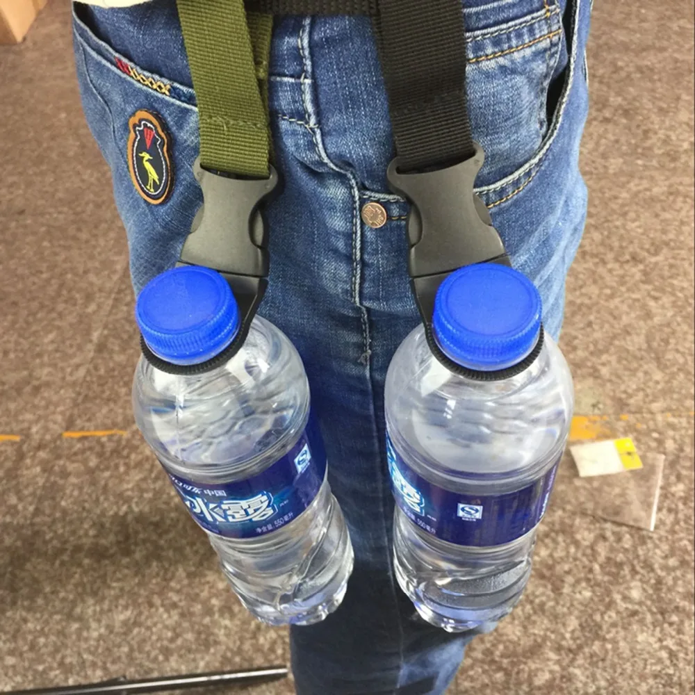 

2pcs/lot New Portable Outdoor Multi Tools Tactical Nylon Webbing Buckle Hook Water Bottle Holder Clip Camping Shovels Survival