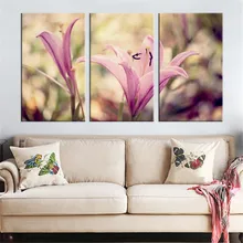 

Painting Modern Art Print Poster Live 3 Pieces/Set Purple Flower Photo Canvas Tableau Frame Wall HD Decoration Modular Picture