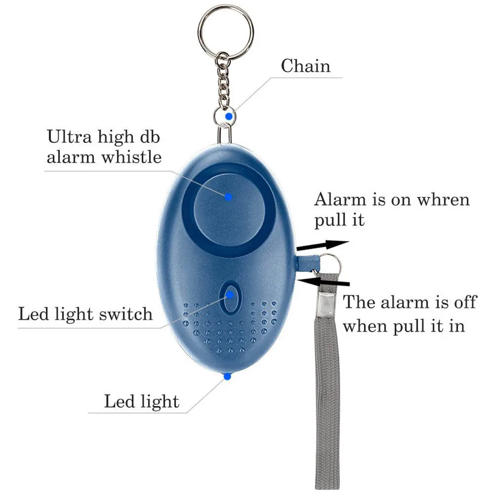 

Personal Alarm With LED Light 120DB Anti Lost Wolf Self-Defense Safety Attack Emergency Alarms For Women Kids Elderly WIF66
