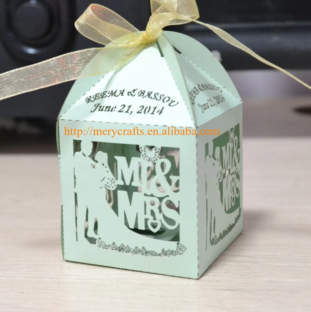Paper Box Single Laser cut Mr & Mrs Wedding cupcake favor boxin Gift