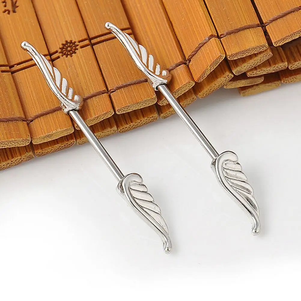 Por Angel Wing Piercing Lots Velishy1 Pc Angel Wings Feather Alloy Shields Ring Bar Barbell Fashion Body Piercing Jewelry