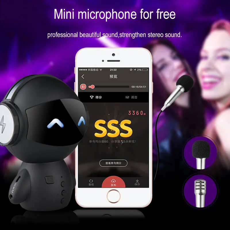 Милый робот ТВ караоке Bluetooth динамик M10 HIFI смарт супер бас портативный