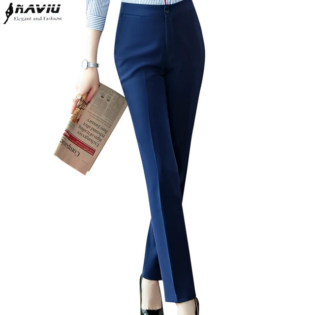 Women's Plus Size Solid High Waist Skinny Pants Work Office Long Trousers  With Pocket 1XL(14)
