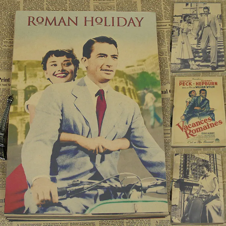 Christmas In Rome Pelicula Completa En Español 복고풍의 빈티지 종이 애니메이션 포스터 로마의 휴일 포스터/ 아이 Cudi가 포스터/ 빈티지 홈 벽 스티커 장식 30*21cm