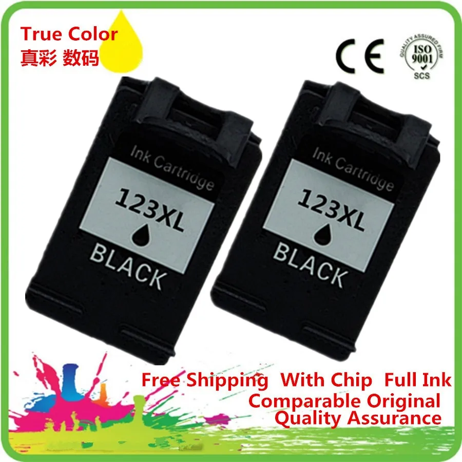 2 Pack Black Ink Cartridges Remanufactured For HP 123 XL 123XL HP123 HP123XL Deskjet 1110 1111