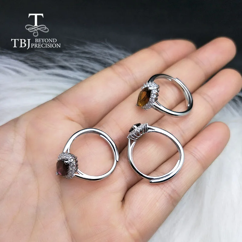 TBJ, натуральный множественный турмалиновый 1.25ct драгоценный камень кольцо 925 стерлингового серебра ювелирные украшения для женщин хороший подарок Специальная цена