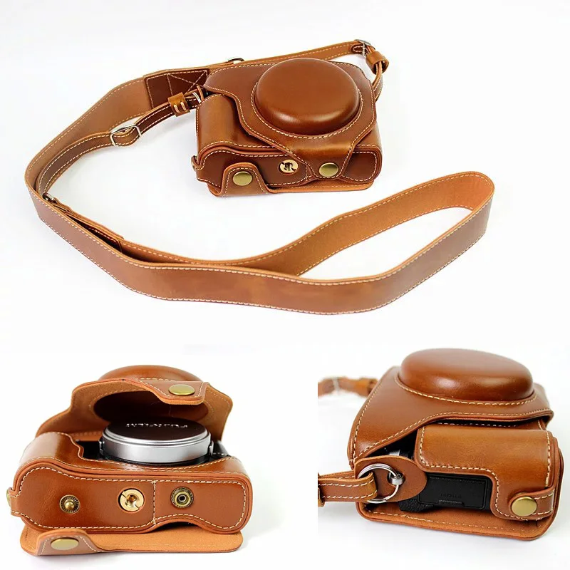 

High quality Battery Openning Leather Camera Video Bag Hard Case For Fujifilm Fuji FinePix X70 Camera Cover With Shoulder Strap